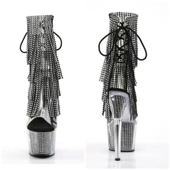 Adore-1017SRS Black Rhinestone Fringe Bootie $110 - Picture 5 of 16